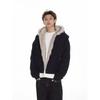 Unisex Retro Deconstructed Silhouette Fur Collar Hooded Jacket for Autumn/Winter