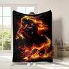 Cozy Black Flame Horse Print Reversible Flannel Throw Blanket - Ultra-Soft, Warm, and Lightweight for Snuggling Up On Couch