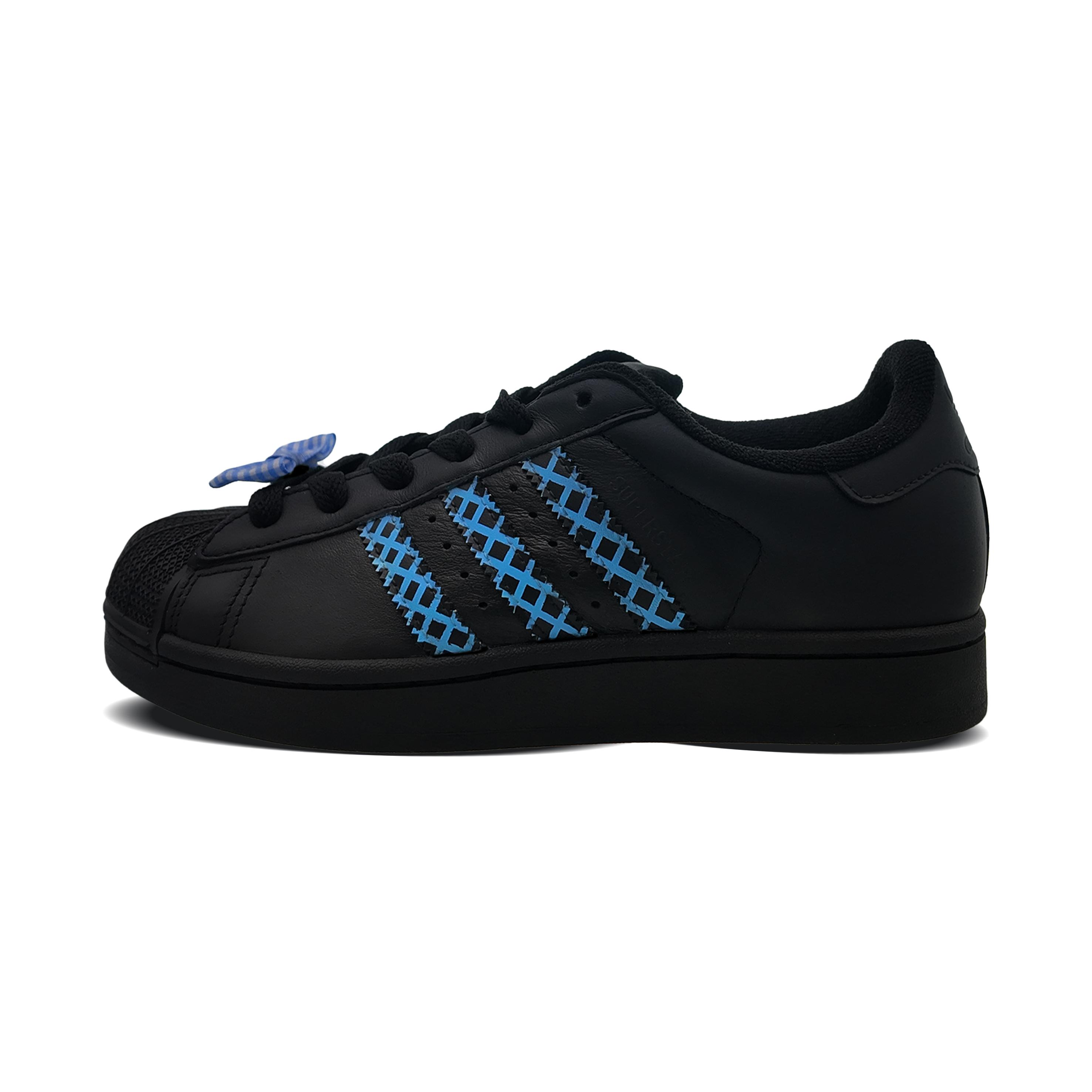 Adidas Originals Superstar 2 Low top Skateboard Shoes Unisex Black Blue JI0079(team1487-) 35⅔
