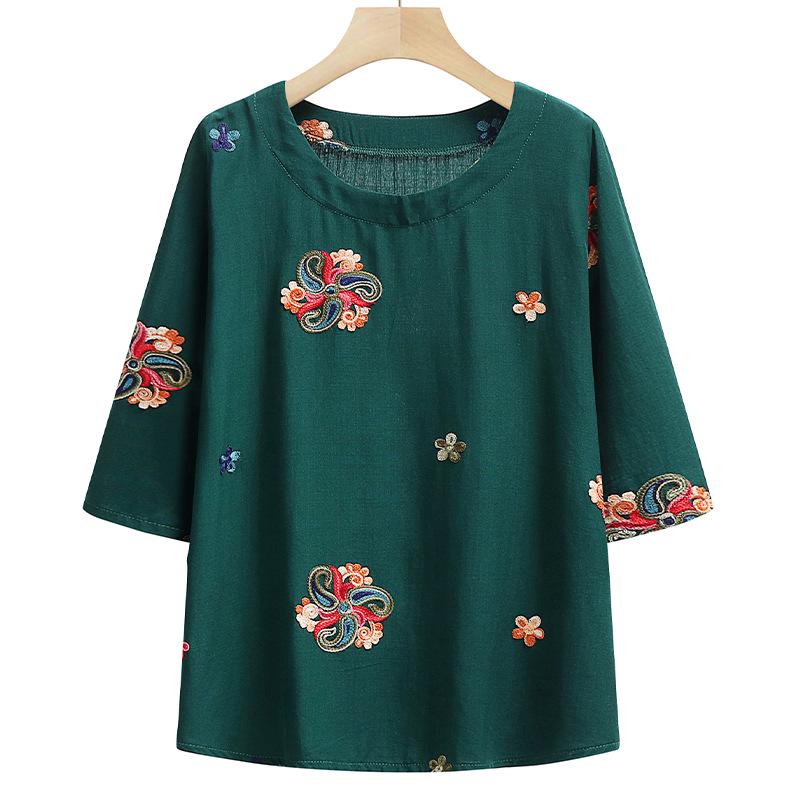 

Stylish Summer Seven-Sleeve Top Set for Middle-Aged and Older Women XL (80-95 lbs)