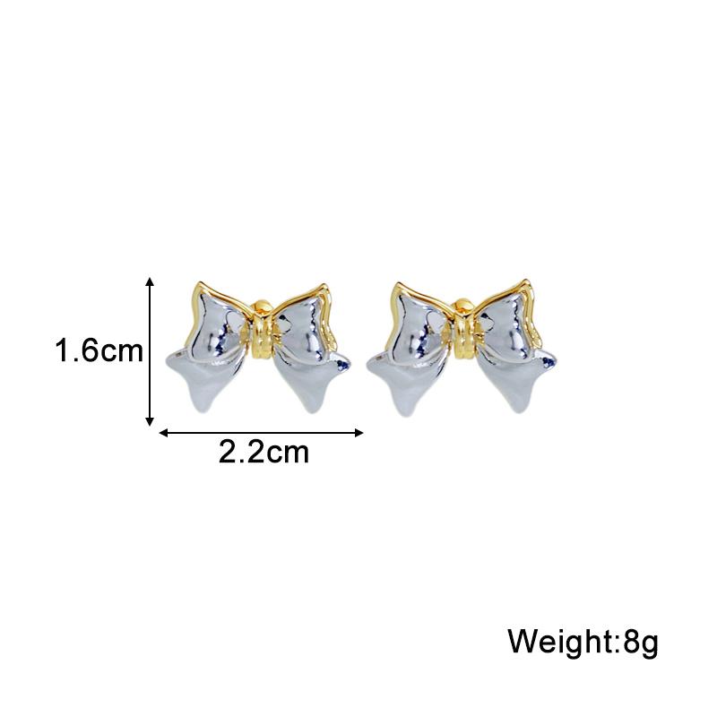 Silver Color Bowknot Stud Earrings for Female Elegant Wedding Part Ear Decoration Metal Knots Women's Unusual Earrings 2026 New