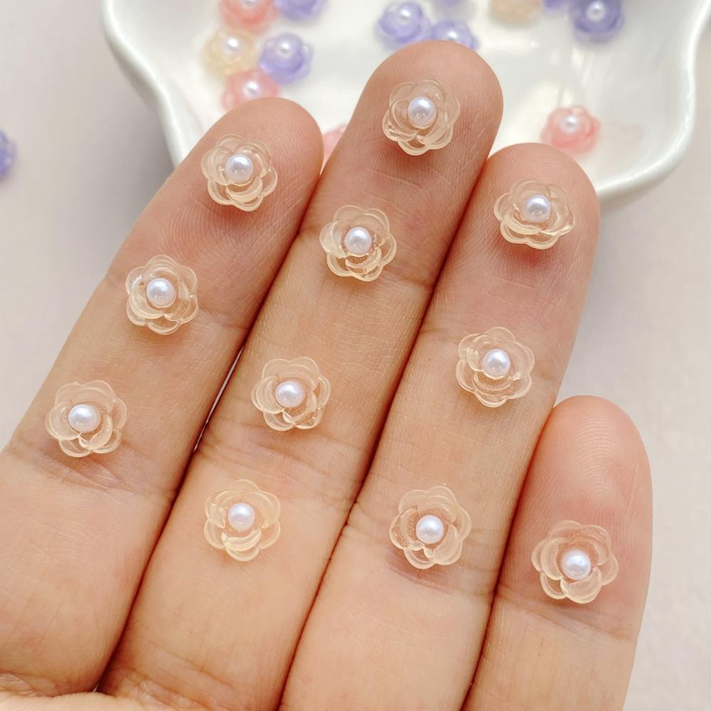 50Pcs Mixed Nail Art Resin Colorful Bead Flower Series Charms Rhinestones DIY Craft For Nail 3D Decorations Jewelry