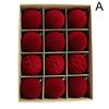 Festival Balls Ornaments, 12 Pcs Green Red Festival Tree Ornaments Velvet
