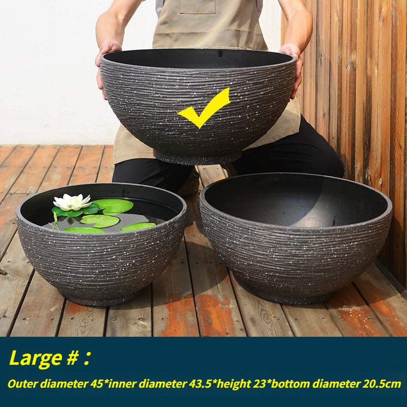 

Plastic Imitation Stone Extra Large Bowl Lotus Pot Non-porous Water Lily Lotus Pot Copper Coin Grass Money Grass Flower Pot style9