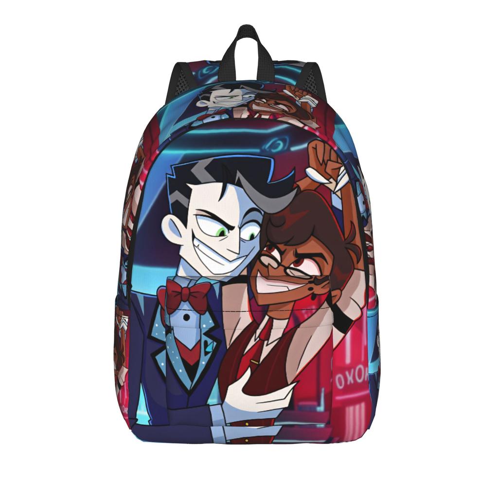 Radiostatic Vox Alastor Backpack Women Men Hazbin Hotels Pattern Backpacks Polyester Style School Bags Daily Custom Rucksack