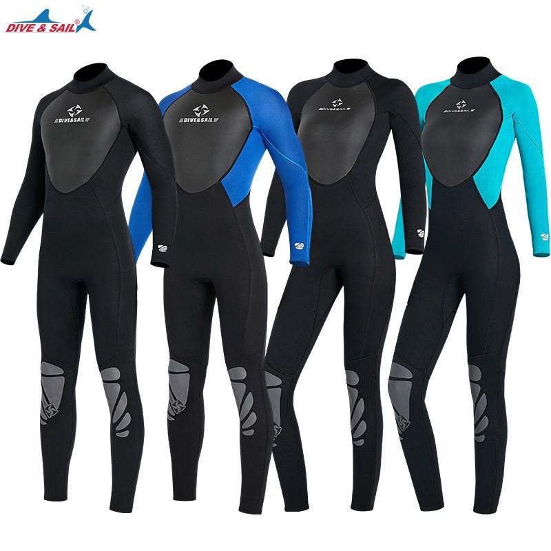 3MM Diving Suit Men's One-piece Long-sleeved Warm Women's Snorkeling Surfing Swimming Underwear