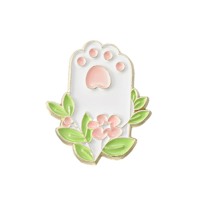 

Metal Eyecatching Brooch In Unique Cartoon Style With Plant And Cute Cat Themes For Fashion Lovers XZ8364