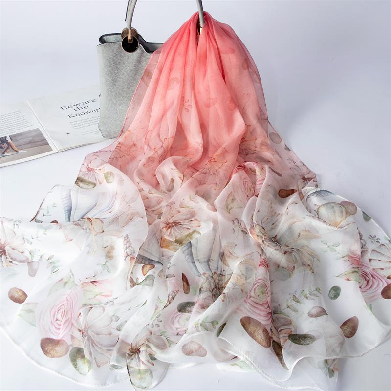 New 100% Mulberry Silk Silk Scarf Pure Chiffon Silk Scarf Shawl Exquisite Scarf Yarn