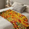Klimt Floral Collection Hemmed Flannel Blanket - Soft Cozy Warm Artistic Throw for Home, Sofa Napping, Bedroom, Christmas & Halloween Use