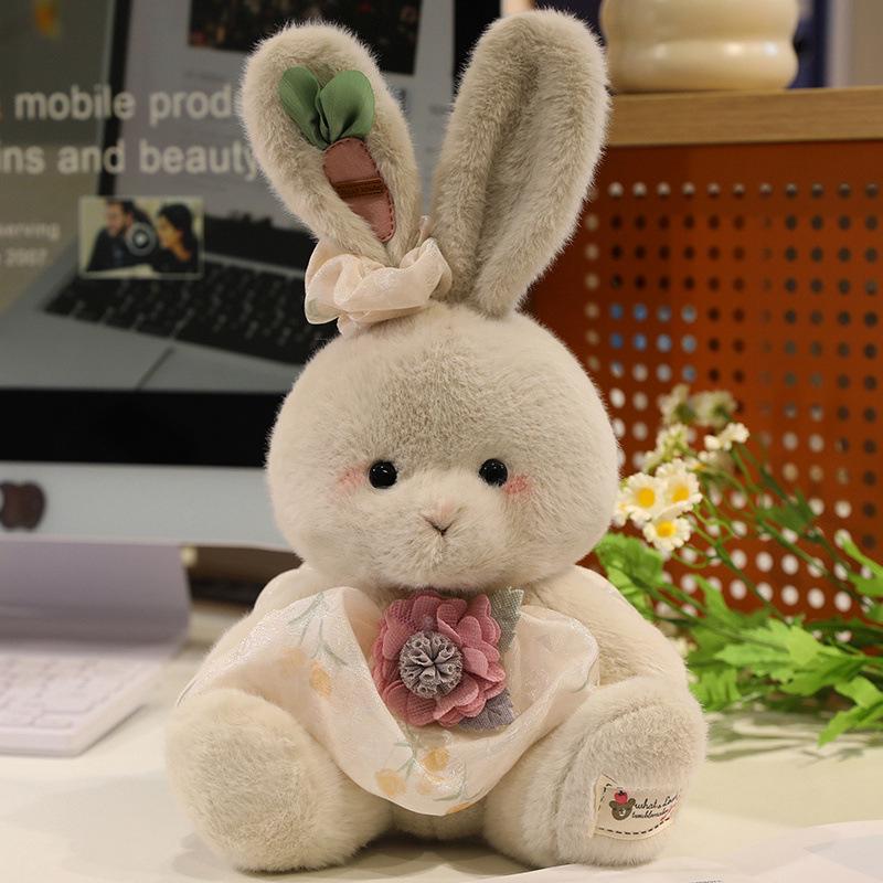 Adorable Floral Plaid Long-Eared Rabbit Plush Toy for Kids