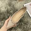 Fashion 2024 New Lady Flock Winter Flats with Studs Pointy Toe Black Shoes for Wide Feet  Arrivals Fashion American Style Slip-Ons