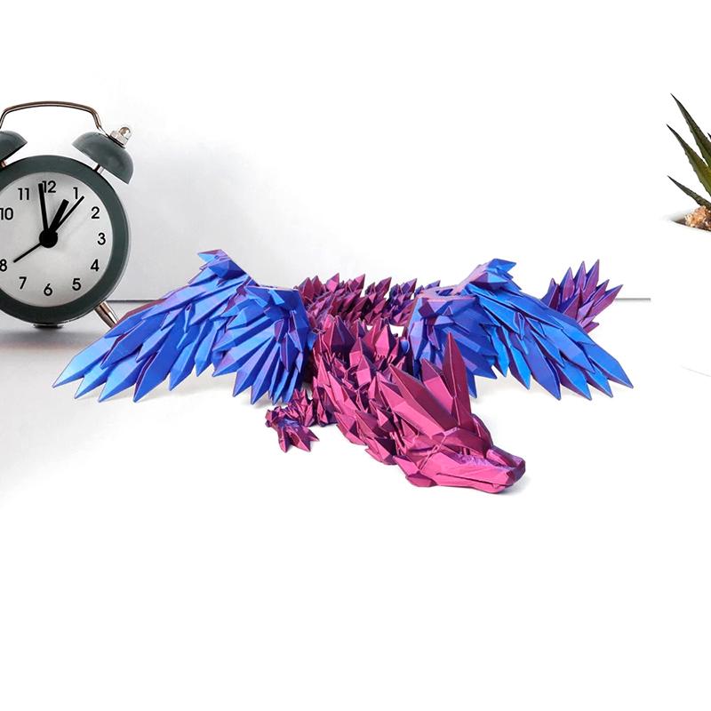 3D Printed Flying Dragon Articulated Dragon Western Style Joint Movable Dragon Model Home Desktop Craft Ornament