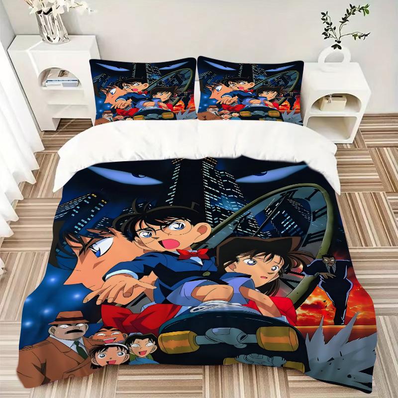 Detective Conan Mystery Print 3Pcs Bedding Setduvet Cover With 2 Bedropillowcase Home Birthday Gift