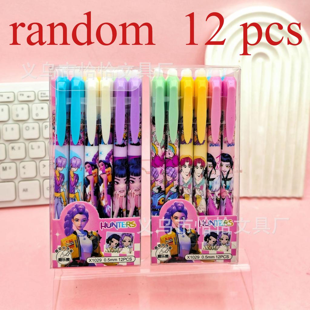 Kpop Demon Hunters 0.5mm Erasable Gel Pen - Refillable & Retractable Black Ink Friction Pen for School Office Supplies