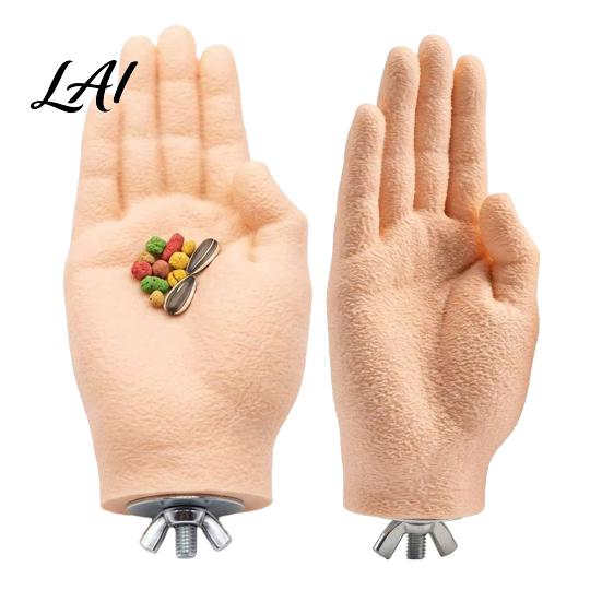 Parrot Training Aid Fake Hand Perch Simulated Human Bird Taming Toy Equipment with Grinding Surface Safe Anti‑Bite Desensitization Stand for Small