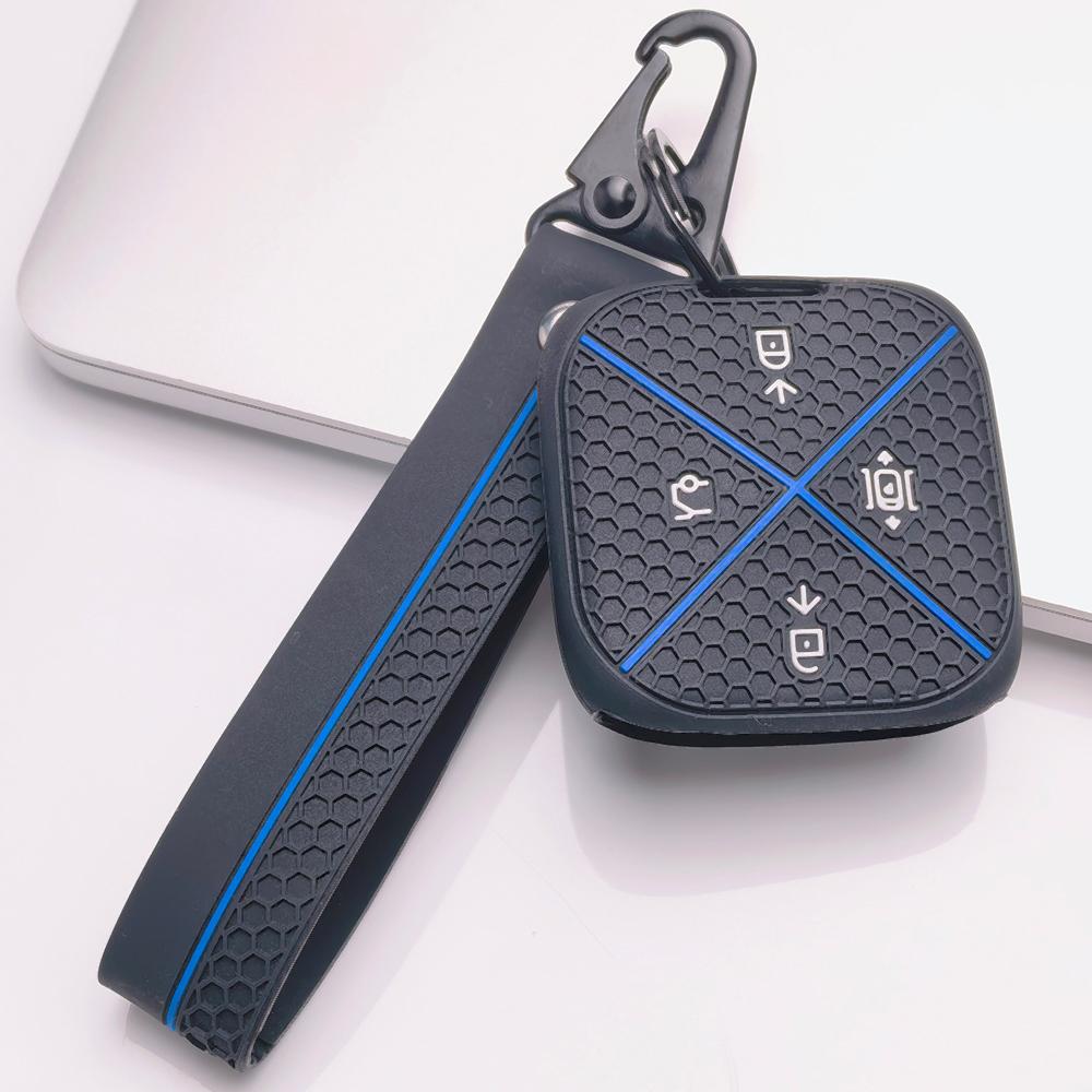 Anti Slip Car Key Protector for Zeekr Zeekr 001 Zeekr 009 Zeekr X Zeekr 007 with Keychain Honeycomb Texture Soft Silicone Key Shell Accessory