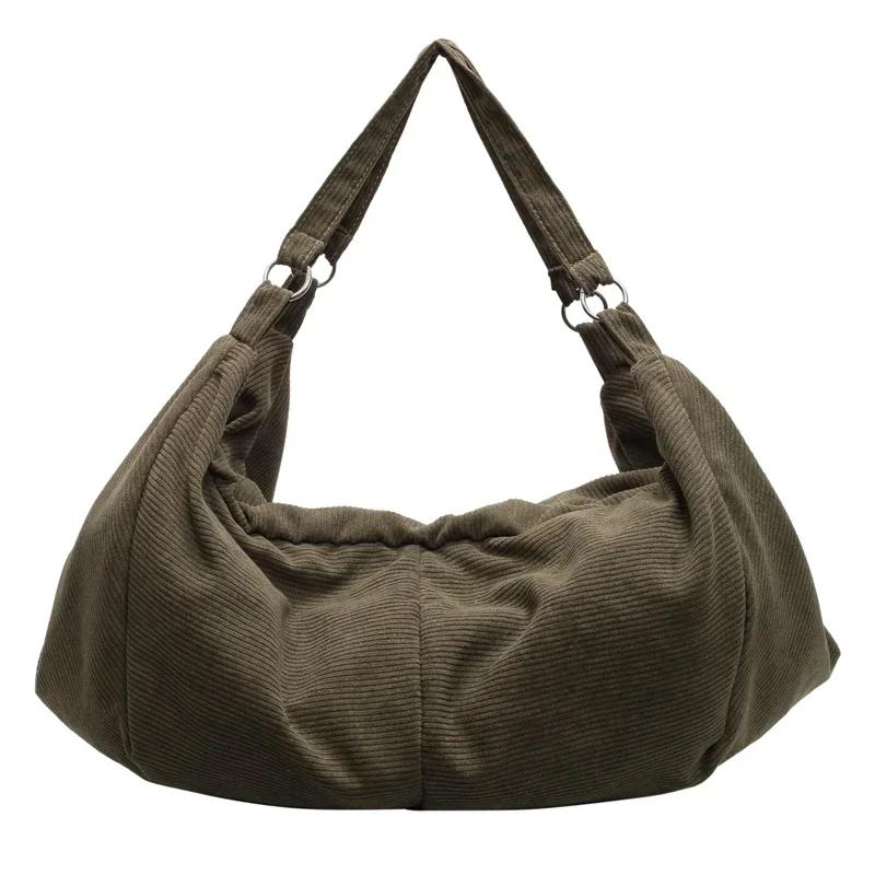 Large Capacity Solid Color Zipper Product Shoulder Bag Fashionable Velvet Sale Versatile Popular Tote Bag