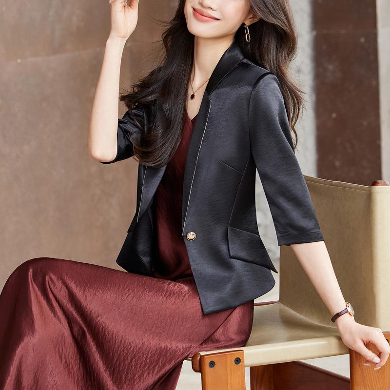 Women's Petite Acetate Satin Blazer & Dress Set - Spring 2026 Collection