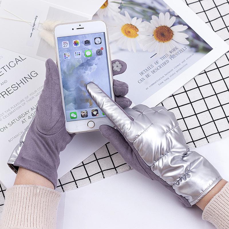 Women Gloves Down Cotton Keep Warm Winter Female Waterproof Thermal Fleece Lined Touch Screen Non-slip Riding Motorbike