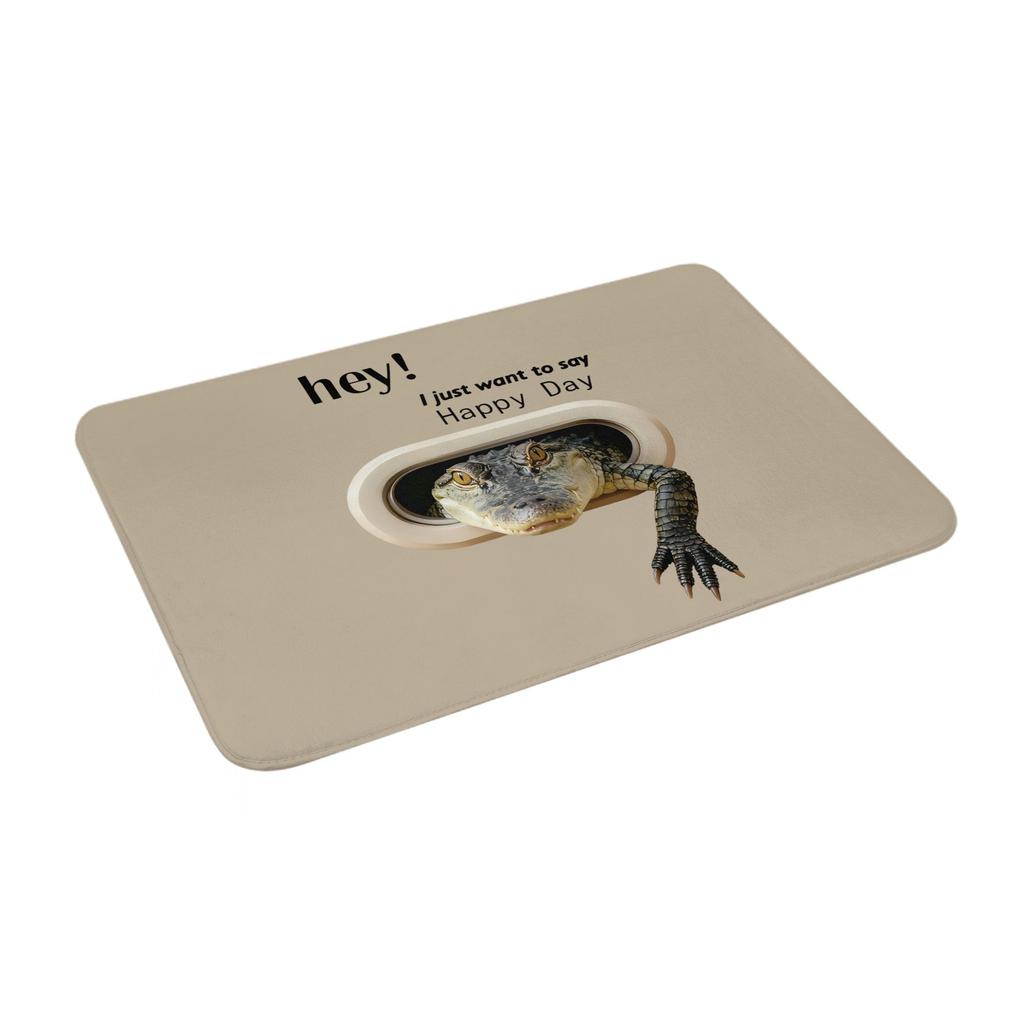 Hey I Just Want to Say Happy Day Crocodile Pattren Front Door Mat Anti-Slip Indoor Doormat Garden Garage Entrance Rug Carpet