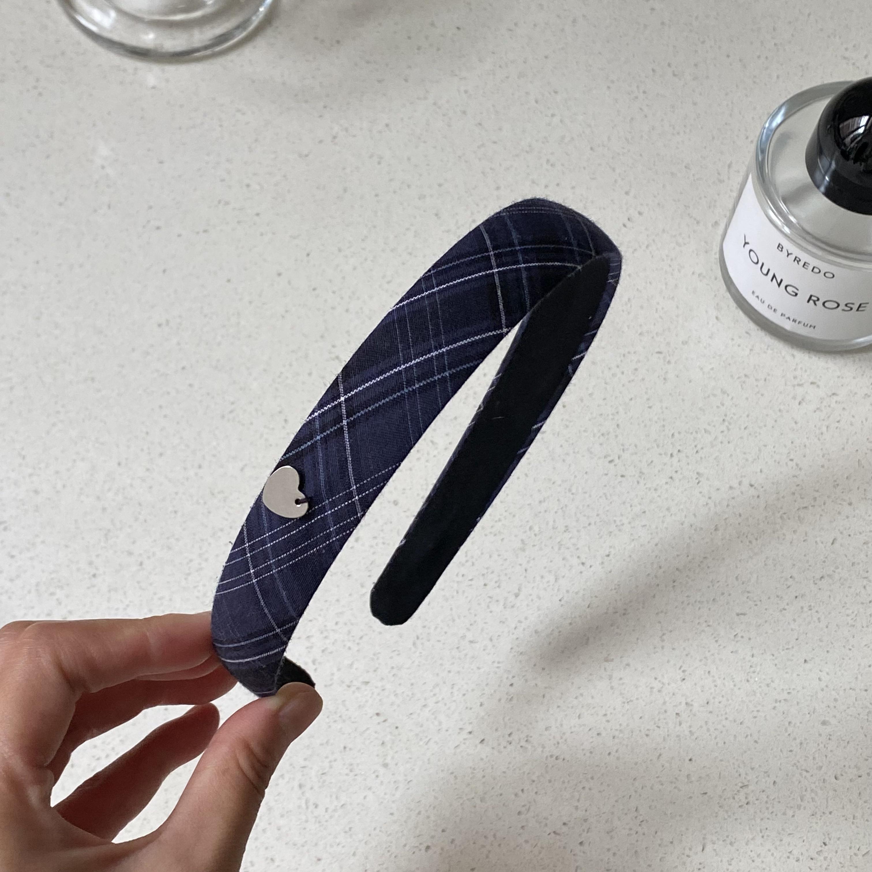 1 ST Navy Blauw Geruite Haar Hoofdbanden Met Decoratie, Stijlvolle Haaraccessoires Voor Vrouwen, Leuke Haarbanden Voor Dagelijks En Feestelijk Gebruik white