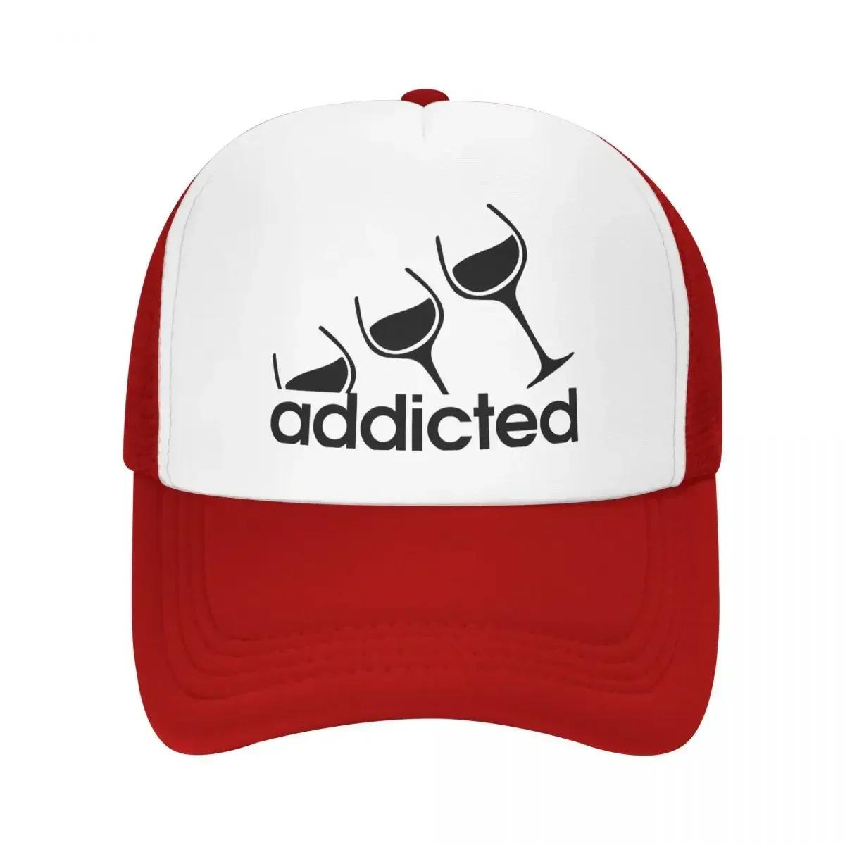 Red Wine Addicted Merch Mesh Trucker Hat Unisex Cooling Wine Lover Mesh-back Snapback Cap Casual Adjustbale One Size