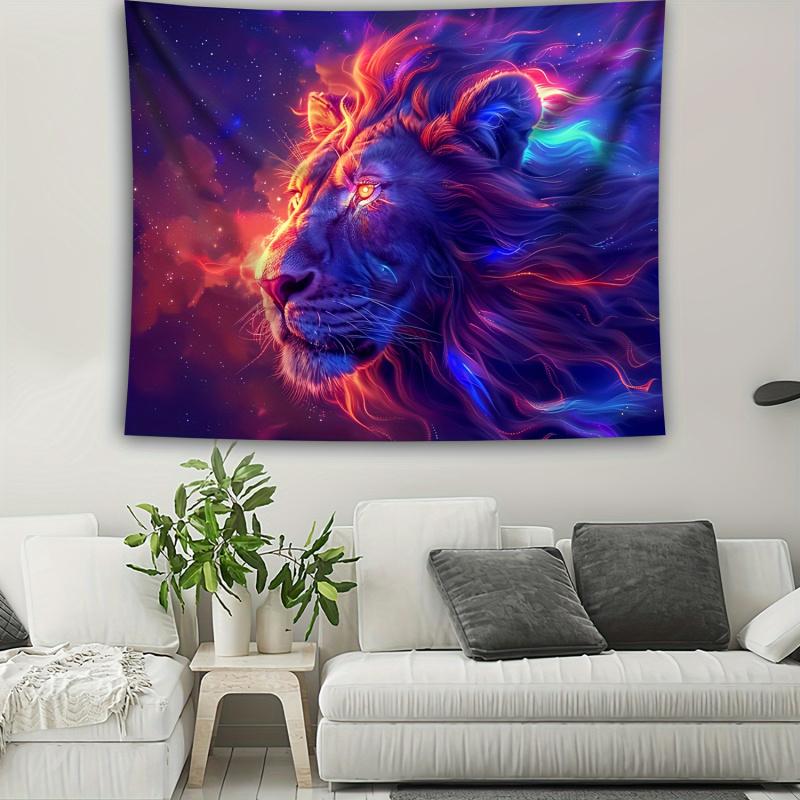 VIKAMA Galactic Lion Portrait Tapestry Has Added A Dynamic Artistic Vibe Ideal For Elevating Bedroom Gaming Room