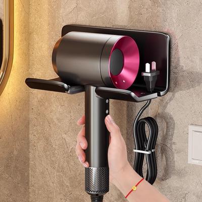 Universal Hair Dryer Holder, Blow Dryer Hanger Wall Mount for Hair Dryer Hook with Plug&Cord Organizer Self Adhesive for Cabinet Bathroom