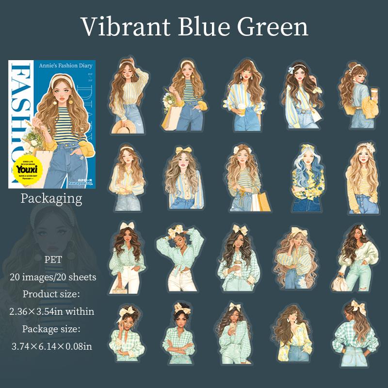 20sheets Fashion Girl Outfit Stickers For Journal DIY Scrapbook Phone Laptop Case Decoration Notebook Planner Craft Supplies