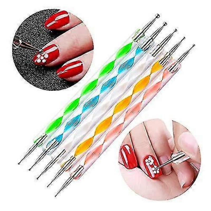 5PCS Dotting Pens & 3PCS Nail Painting Brushes - Professional Nail Art Design Tools for Creative Manicures & DIY Nail Designs