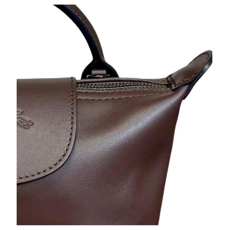 Longchamp Le Pliage Xtra Brand Classic Logo Cowhide Shoulder Crossbody Handbag Mini Women's Mocha Color 34205987002