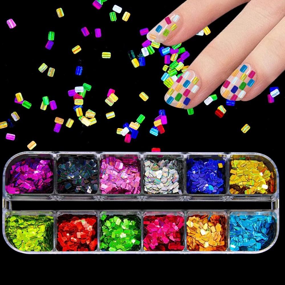 12-Grid Nail Art Sequins Laser Shiny Nail Decoration Accessories DIY Decoration