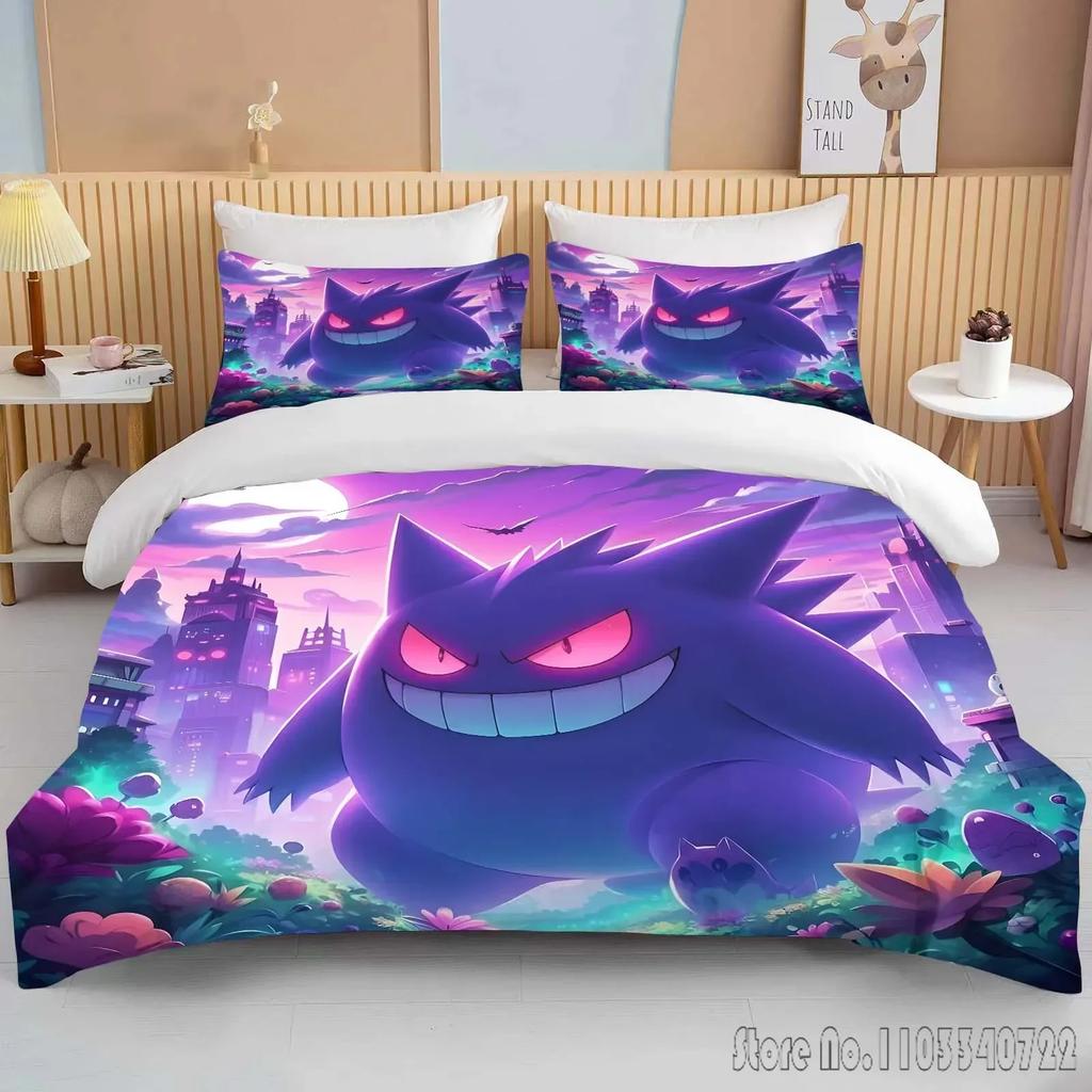 Anime Pokemon Gengar 3D Tištěný Dětský Povlečení Sada Dětské Povlaky na Peřinu Sada Ložní Prádlo Twin Jednolůžko King Děti Dospělí Dárek