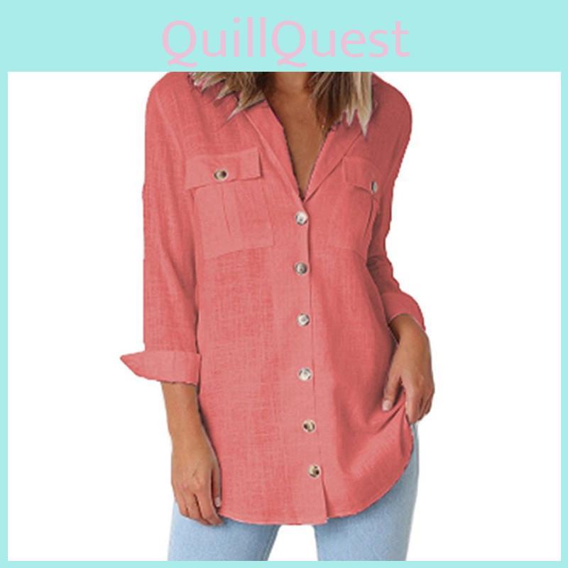 Luxurious Fashion Autumn Pocket Long Sleeve Casual Chiffon Women's Shirt Top