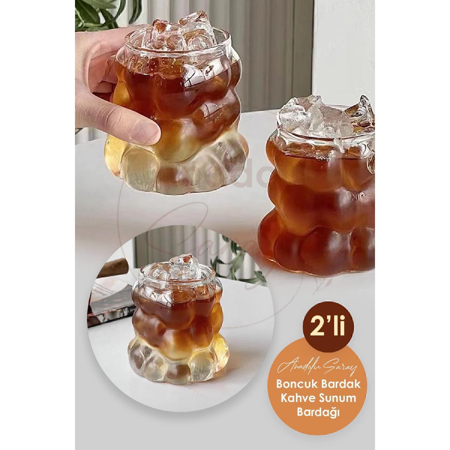 

Набор из 2 термостойких боросиликатных очков в форме бусин | Кофе и презентационный стакан | Боросиликатное стекло