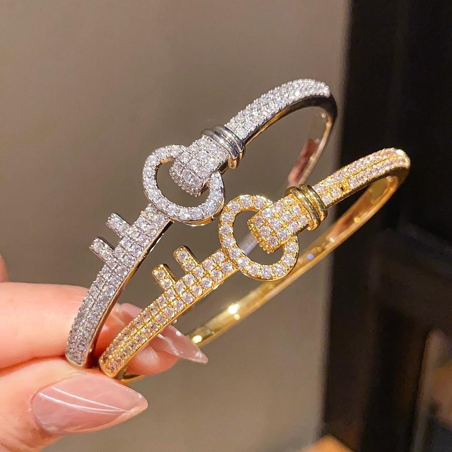 18k Gold Plated Zircon Keychain Bracelet For Women Fashion Jewelry Gift