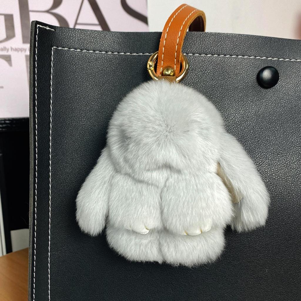 Mini Rex Rabbit Fur Pom Pom Keychain Bag Charm Keyring