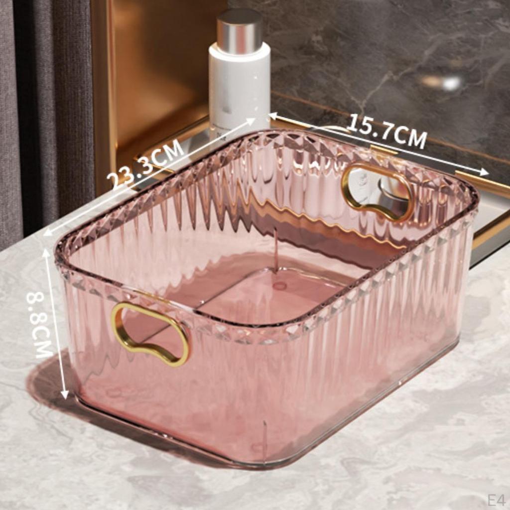 Acrylic Makeup Storage Bin Jewelry Organizer Built In Handles 23.3x15.7x8.8cm Basket