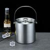 Stainless Steel Ice Bucket Portable Double-Layer Insulated Barrel with Handle Design