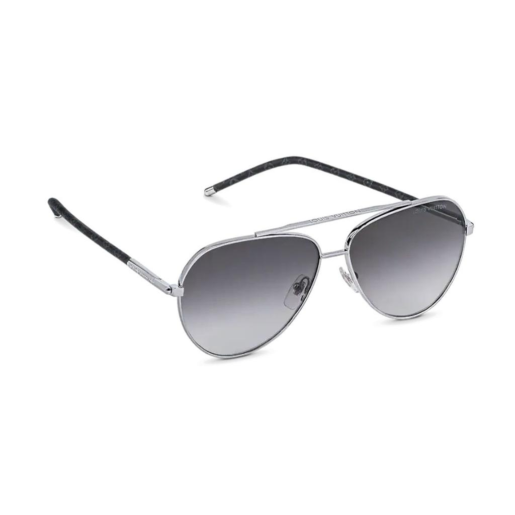 Louis Vuitton Mng Interwoven Letters Pilot Style Sunglasses Men sunglasses Silver Z1795U