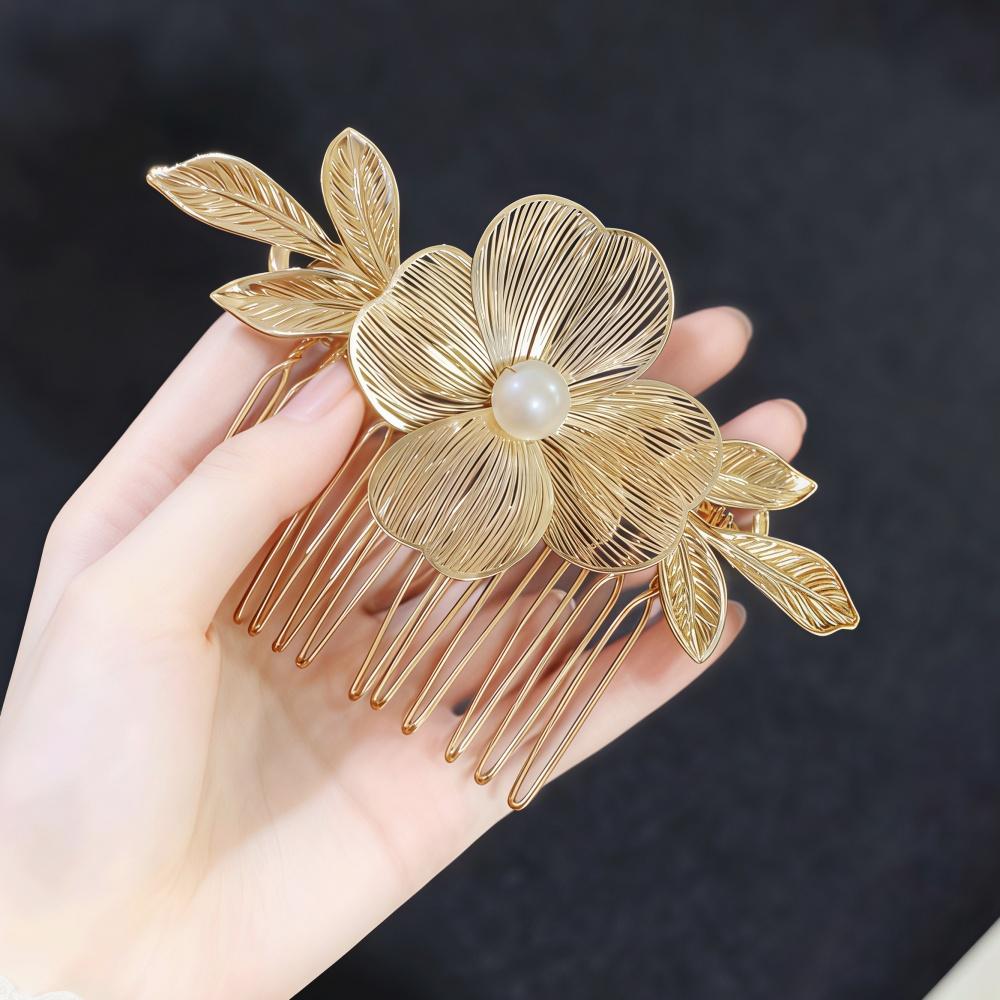 Metal Handmade Flower Hair Comb Pins Wedding Bridal Styling Hair Clip Pins Fashion Insert Hairpins Hair Accessories Gifts
