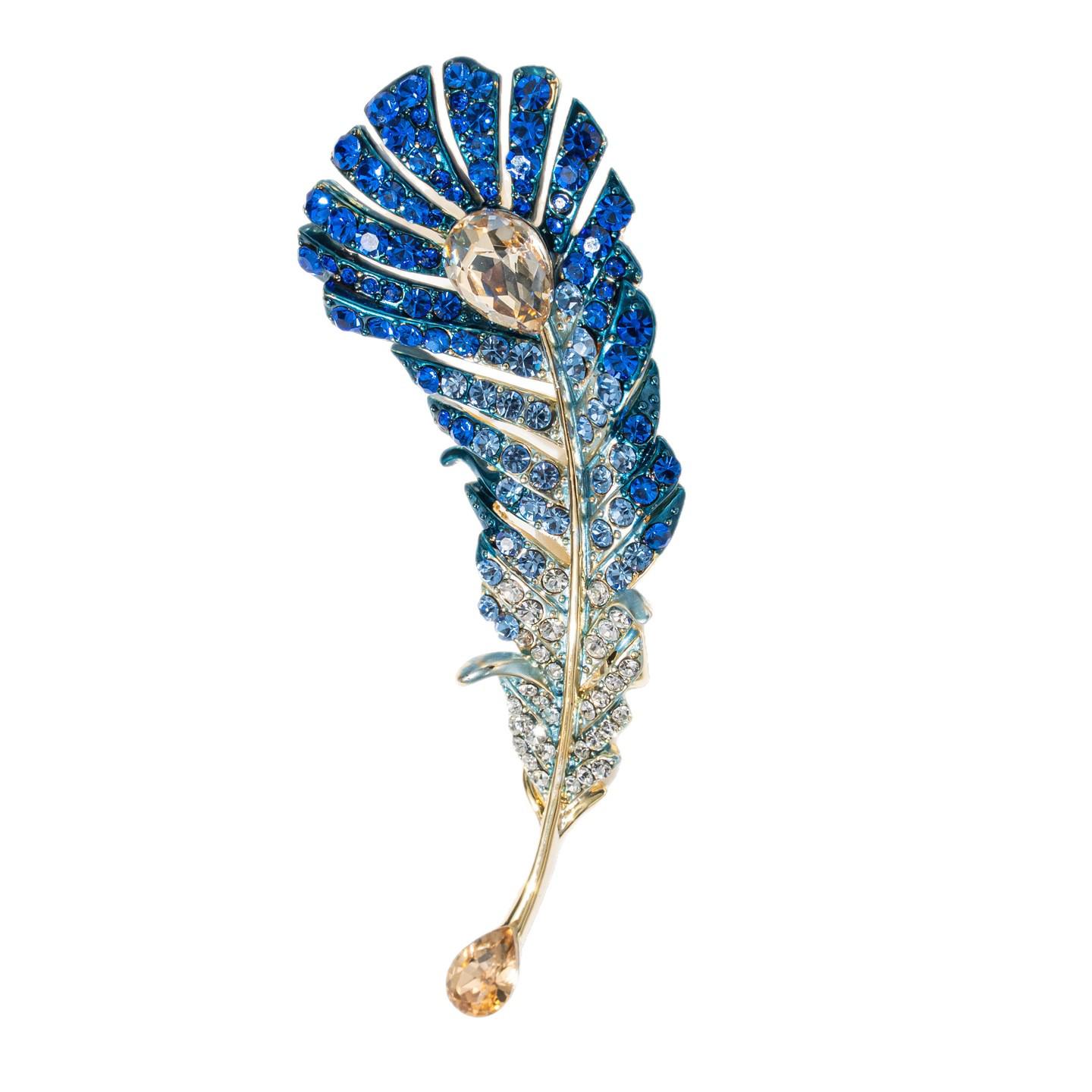 

Брошь Тысяча кланов Градиентный синий перо: Европейский и американский тренд, Идеальный подарок для ежегодных встреч