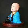 Solar Powered Buddhist Monk Head Nodding Car Dashboard Decors Ceramic Sculpture For Good Luck And Fortune