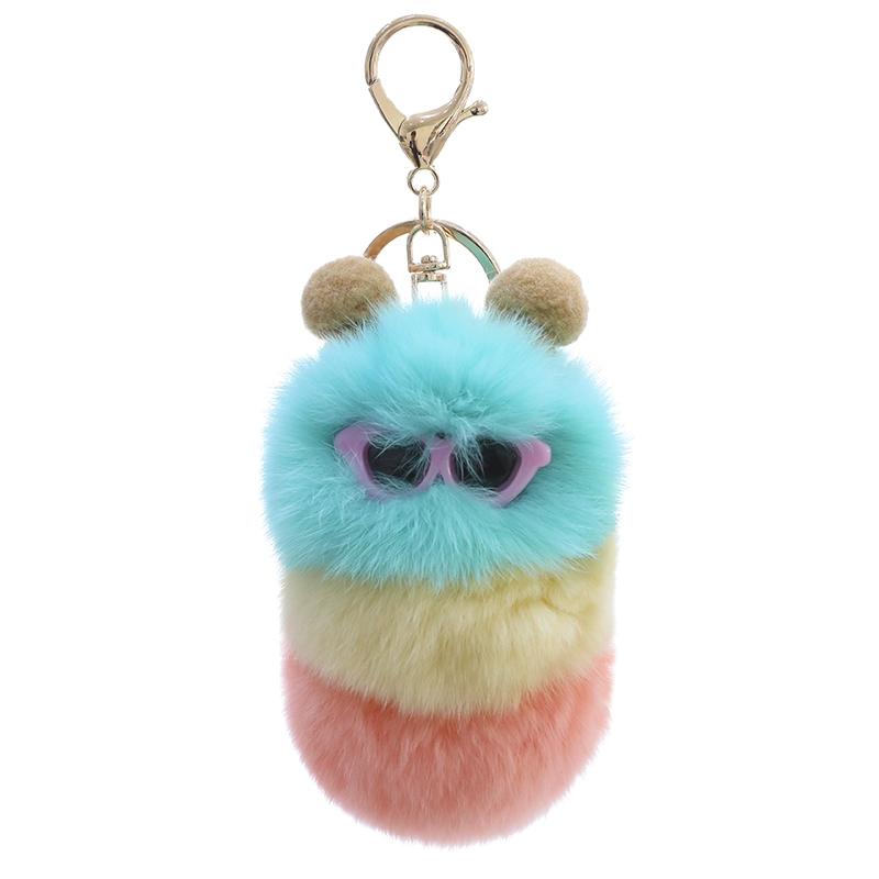 Rex Rabbit Hair Cute Vacation Caterpillar Pendant Bag Pendant Cartoon Plush Car Keychain