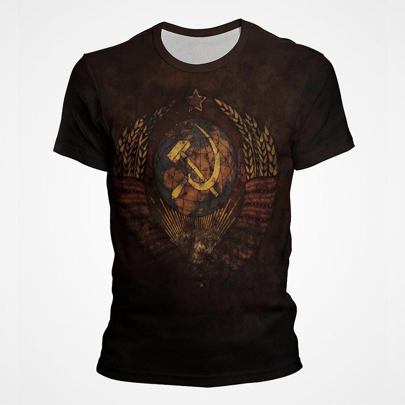 Russian Flag Logo Graphic T Shirts CCCP Banner 3D Printed T Shirt for Men Military T-Shirt Streetwear Casual Tee Tops