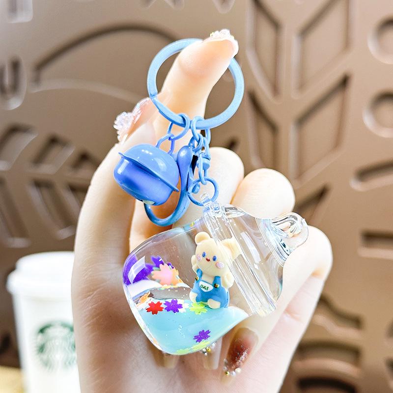 Creative Quicksand Bear Pendant Keychain - Cute Floating Drift Bottle Design