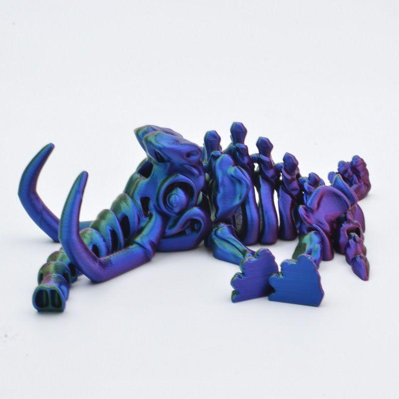 3D Printed Adorable Movable Mammoth Cartoon Skeleton Toy