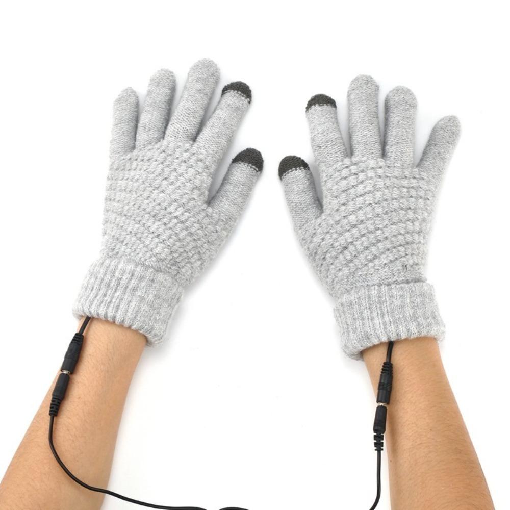 Thickened Full Finger Warmer Heated Gloves Touch Screen Knitted Gloves Winter Electric Mitten
