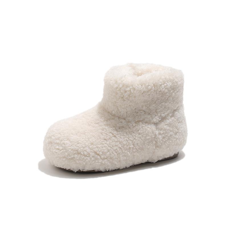 

Girls Snow Boots New Winter Furry Shoes with Fleece Lining, Warm Short Boots for Little Girls and Toddlers 21Inner Length13.5cm бежевый