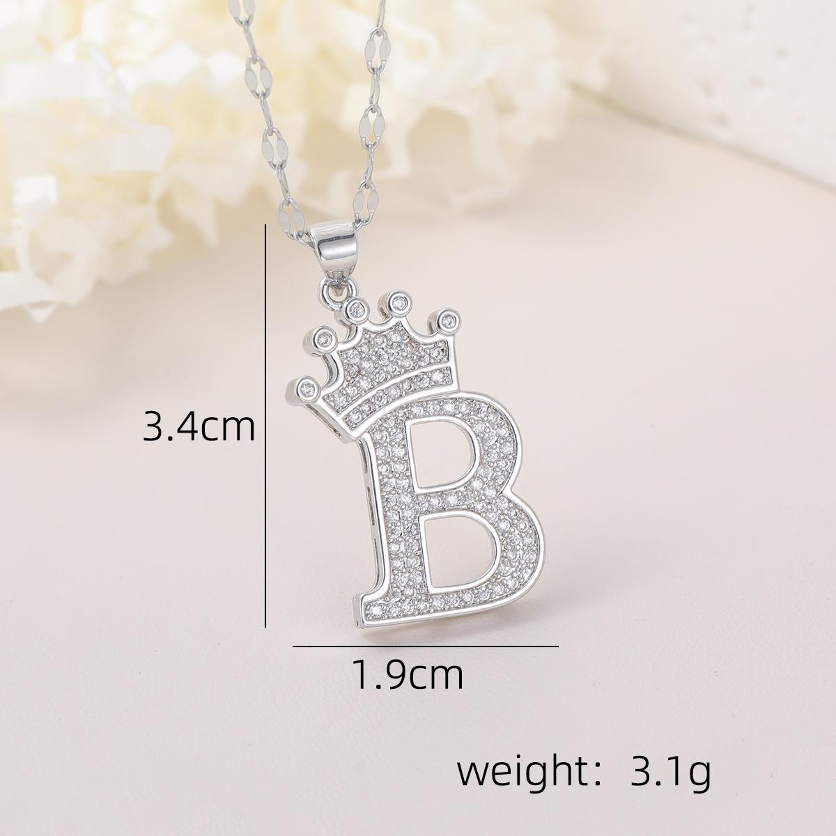 

Copper Micro-Inlaid Zircon Crown Letter Pendant Necklace - Hip-Hop Silver Fashion Pendant Only